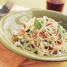 Mixed-Herb Pasta with Red Bell Peppers and Feta