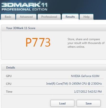 ASUS A43SD-VX303D 3dmark11