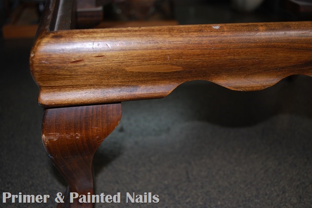 Footstool Before Up Close - Primer & Painted Nails Footstool Before Up Close - Primer & Painted Nails