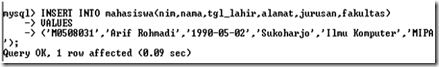 menambah data pada tabel di mysql menambah data pada tabel di mysql