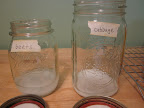 I measured out salt and vinegar for each jar first, using the amounts in the marthastewart.com directions.
