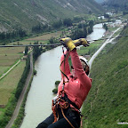 Trish expertly breaking on the zip line.