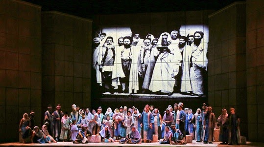IN PERFORMANCE: the Opera Carolina Chorus performing 'Va, pensiero' in Verdi's NABUCCO at Opera Carolina [Photo by jonsilla.com, © 2014 by Opera Carolina]