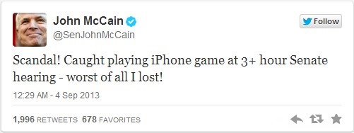 John McCain Caught Playing iPhone Game During Syria Senate Hearing 02