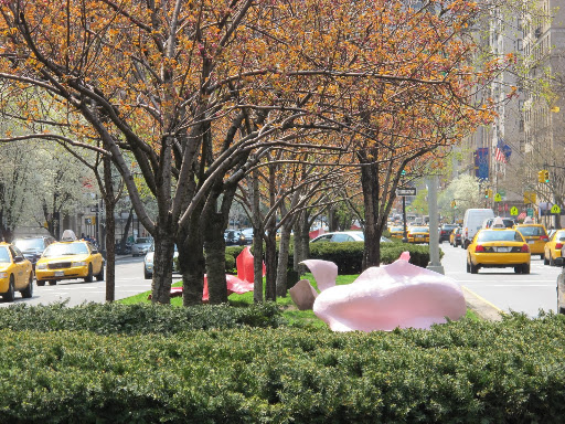 The petals are scattered among the trees between 63rd and 65th streets.