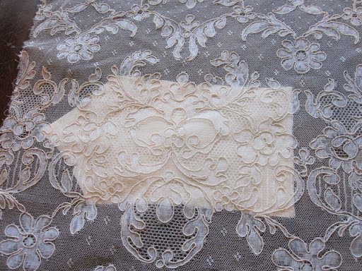 Each piece of the bodice was very carefully layered with the vintage lace.