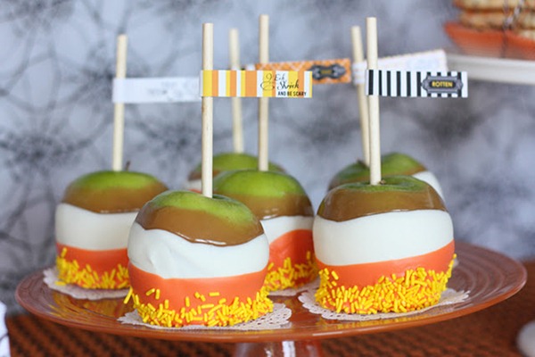candy corn caramel apples