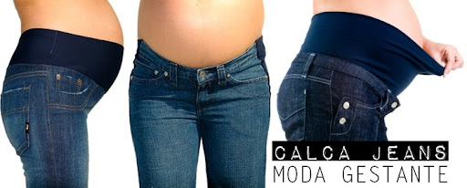 calça jeans adaptada para gestante