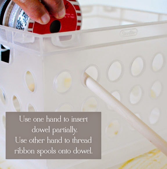#DIY $3 Craft Ribbon Storage with Built In Dispenser #DIY $3 Craft Ribbon Storage with Built In Dispenser