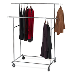 If you don't have enough room in your hallway closet (especially during the holidays), you can easily make more with rolling garment racks like the one above. If you don't have enough room in your hallway closet (especially during the holidays), you can easily make more with rolling garment racks like the one above.