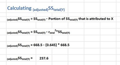 ANCOVA in Excel - Calculating  Adjusted SS y total