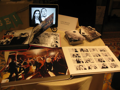 Guests enjoyed the photo booth provided by wedding photography company Love Images. Here they displayed some of their work.