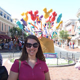 Debs in Front of the Happy Birthday Stand at Disneyland