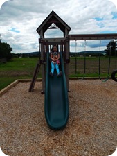 Taking her babies for a slide