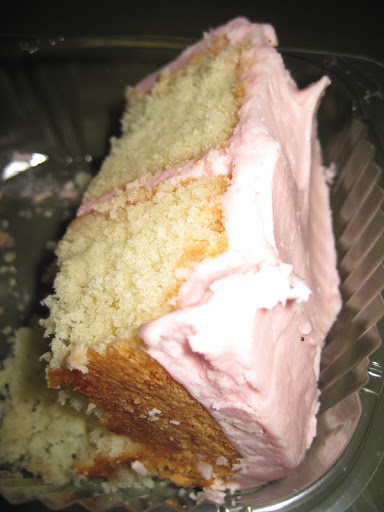 Amy brought a slice of her yellow cake with pink frosting - a favorite in the Telepan household.