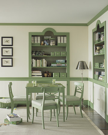 Using this green as an accent keeps the room from being too overpowering. (Martha Stewart Living)