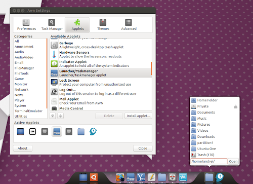  AWN Avant Window Navigator su Ubuntu 12.10