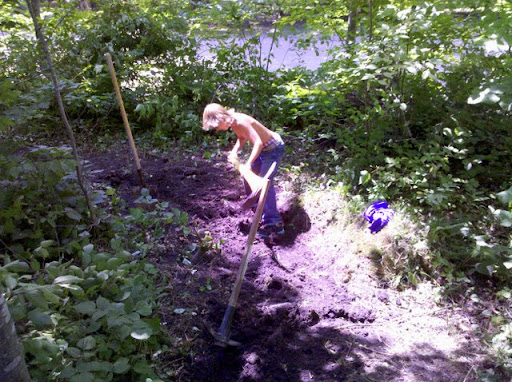 Jens helping on a corner on singletrack that will access twin lakes loop