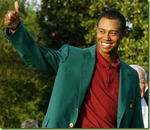 tiger woods in Masters green jacket