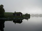 På väg ut på Storsjön en höstkylig morgon.