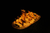This is a gold model of a Chieftain covered in gold heading out on a raft into the water covered in gold. It is this legend that was used to confuse the Conquestidors into chasing a different meaning of El Dorado in search for riches.