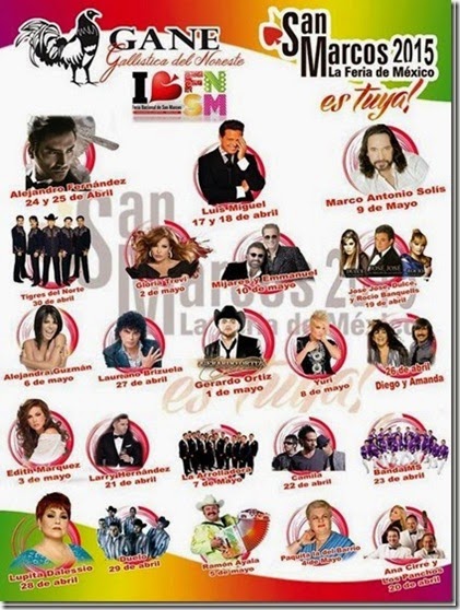 Venta de boletos palenque feria san marcos 2015 Cartelera de Artistas hasta adelante primera fila Venta de boletos palenque feria san marcos 2015 Cartelera de Artistas hasta adelante primera fila