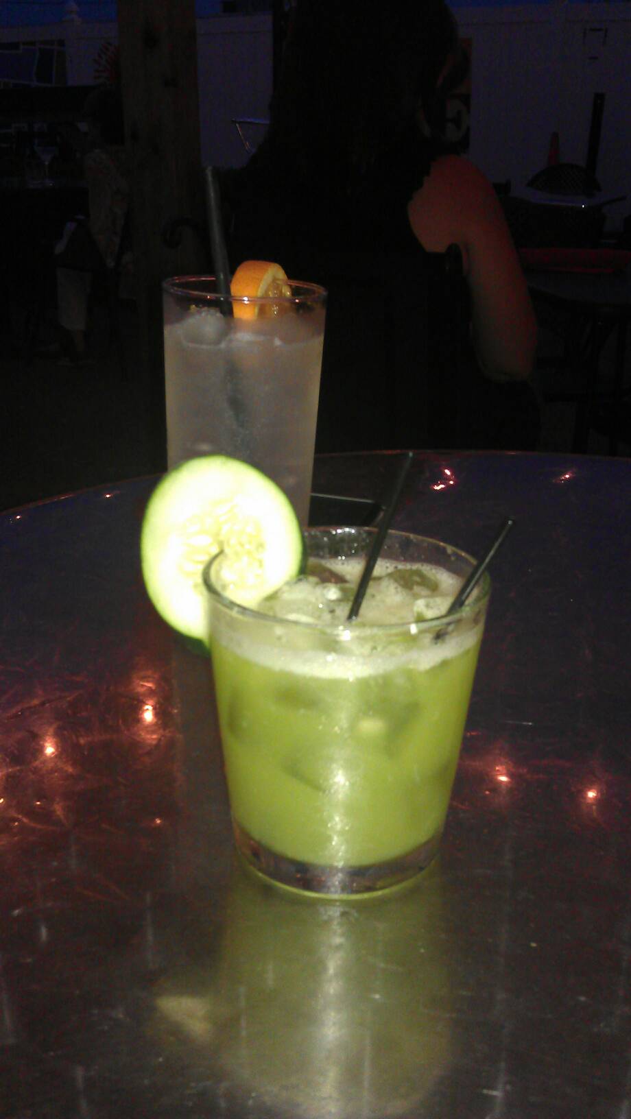 Tom Collins and ooga booga friendly subcontinental (fresh cucumber orange and lime juice) at the royale