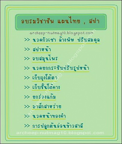 อบรม อาชีพอิสระ สปาแผนไทย อบรม อาชีพอิสระ สปาแผนไทย