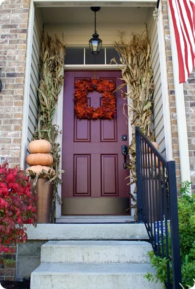 square fall wreath on red door