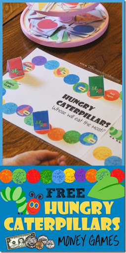 Worksheets Money Games For Preschool hungry caterpillars money games free printable game for preschool kindergarten 1st grade 2nd 3rd