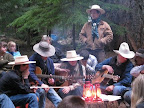 Dinnertime in the campsite - there is always a song and campfire story