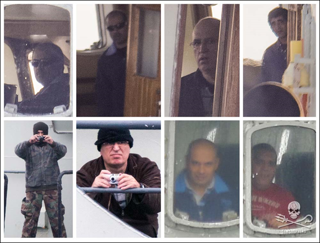 Images captured of the officers aboard the Interpol-listed criminal fishing vessel, 'Thunder'. Photo: Simon Ager / Sea Shepherd Global