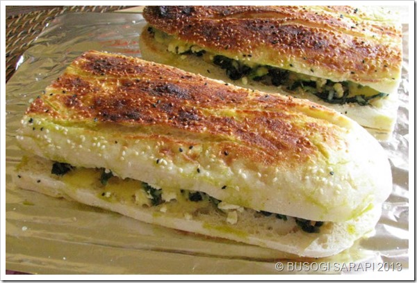 TOASTED TURKISH BREAD WITH SPINACH, FETA & MELTED CHEESE STEP21© BUSOG! SARAP! 2013
