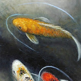 Three Winter Koi 24x12