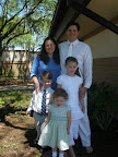 The family just outside the church