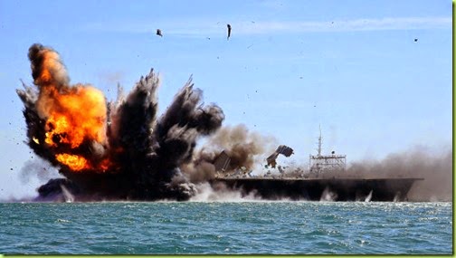 iran maneuvers blows up u.s. ship