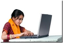 indian girl using computer