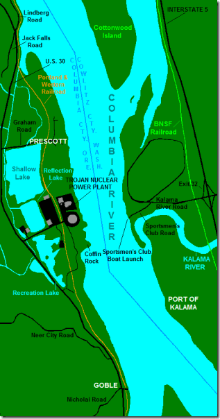 Trojan Nuclear Power Plant Map