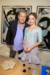 PARIS, FRANCE - JULY 07:  Mario Testino and  Eugenie Niarchos at the Venyx new collection cocktail launch as part of Paris Fashion Week : Haute-Couture Fall/Winter 2014-2015 at Gagosian Gallery on July 7, 2014 in Paris, France.  (Photo by Victor Boyko/Getty Images)