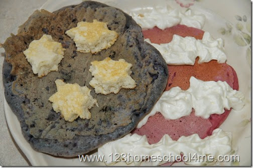 Finished Patriotic Flag Pancakes for 4th of July fun for kids Finished Patriotic Flag Pancakes for 4th of July fun for kids
