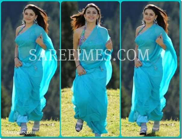 Hansika_Blue_Plain_Saree