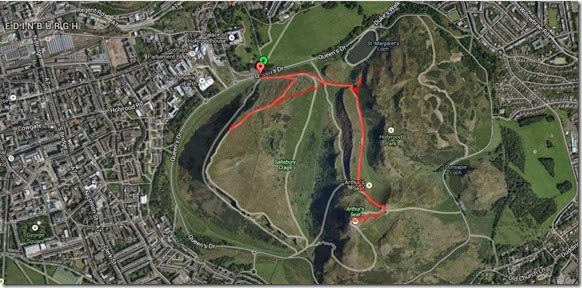 Mapa da trilha ao Arthur's Seat - Edimburgo, Escócia