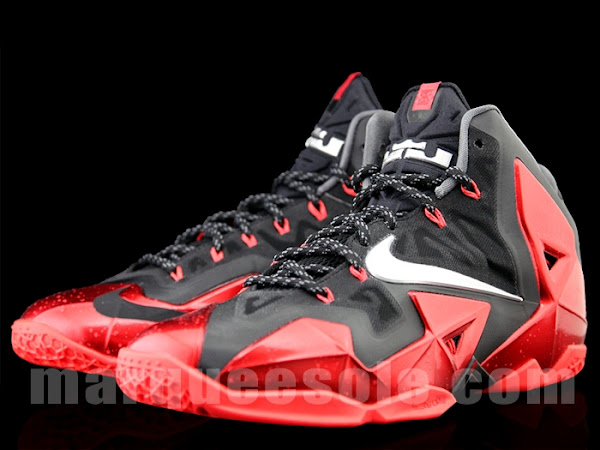 Detailed Look at Nike LeBron XI 11 Black and Red 8220Heat8221