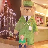 J with the Harrod's bear at the airport...yes, you could purchase this bear for only 1,600 British pounds! J with the Harrod's bear at the airport...yes, you could purchase this bear for only 1,600 British pounds!