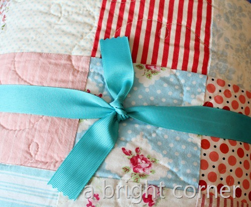 quilt with ribbon
