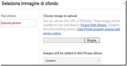 Seleziona immagine di sfondo Gmail