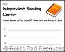 Independent Reading Center Sheet Free