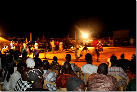 Senegalese wrestling with the locals