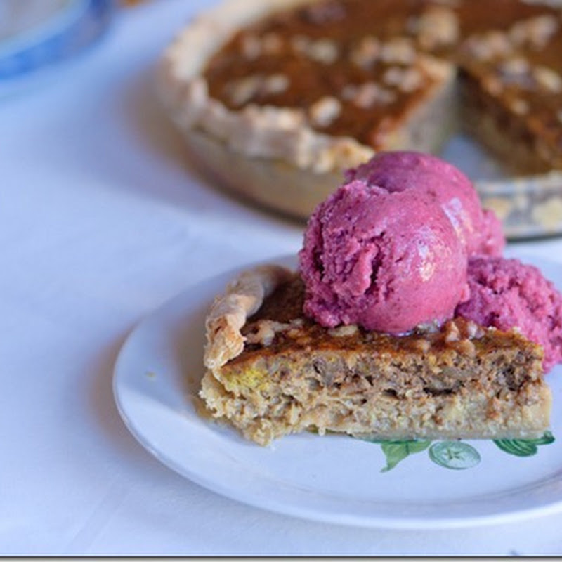 Maple Walnut pie with blueberry cranberry sorbet