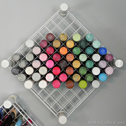 DIY wire and pvc paint storage racks